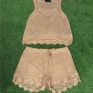 Almost Famous Tan Crochet Top